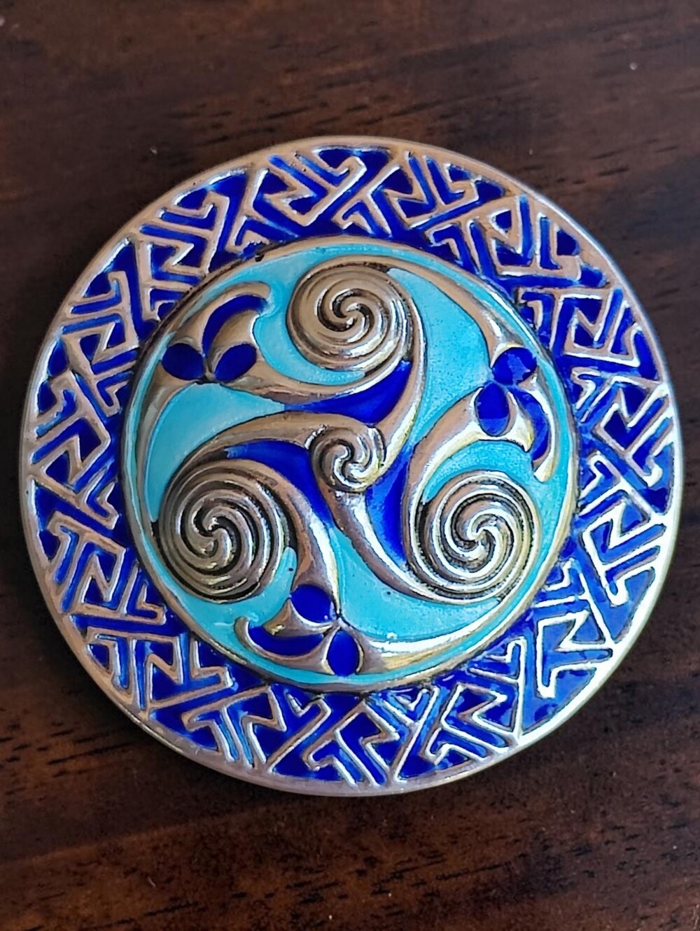 Vintage Sterling Silver Ritchie Iona Heavy Enameled Celtic Roots